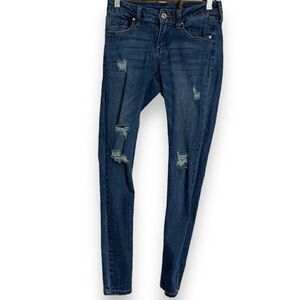 A'2nd Distressed Ankle Skinny Leg Jeans Women's 3 Blue Casual Pockets Stretch
